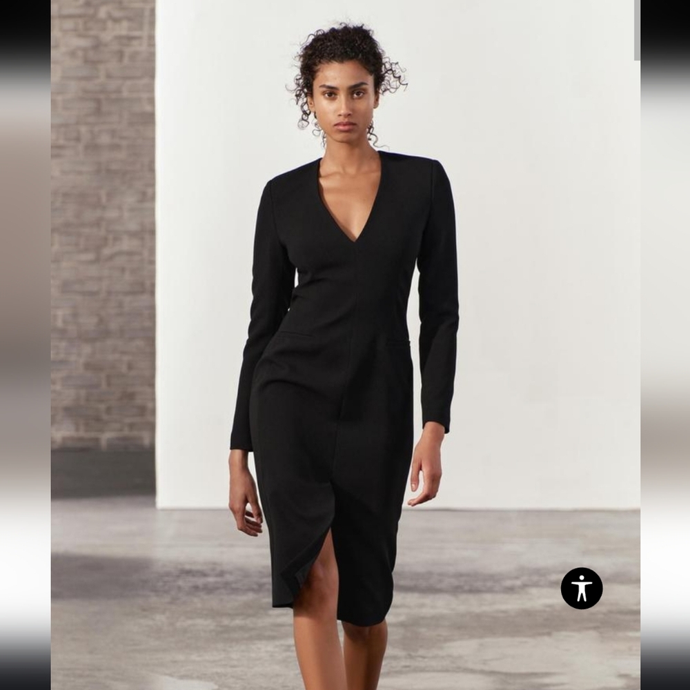 ZARA ZW COLLECTION MIDI DRESS WITH PADDED SHOULDERS- size Small